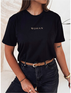 Dámske čierne basic tričko s nápisom WOMAN RY2554