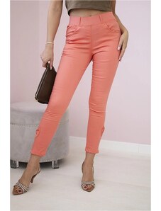 MladaModa Džínsové nohavice s mašľou dole model 3635 marhuľové