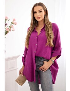 MladaModa Bavlnená mušelínová košeľa/blúzka model 65622 tmavá fialová