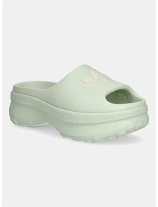 Šľapky adidas Originals Adifom Stan Slide W dámske, zelená farba, na platforme, JH7467