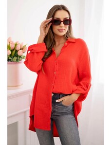 MladaModa Bavlnená mušelínová košeľa/blúzka model 65622 červená