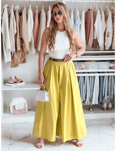 BASIC Horčicové dámske široké nohavice-sukňa FLOWES UY2589