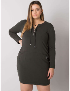 RELEVANCE Khaki priliehavé mikinové šaty so zipsom RV-SK-7241.43-khaki