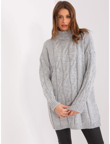 RUE PARIS Sivé rolákové šaty s vrkôčikovým vzorom LC-SK-1561.34X-grey