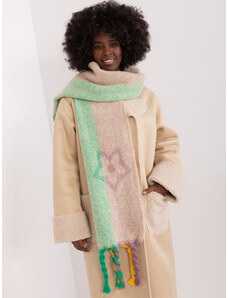 ITALY MODA Viacfarebný šál s vrkočmi a vzormi -AT-SZ-2316.44P-beige