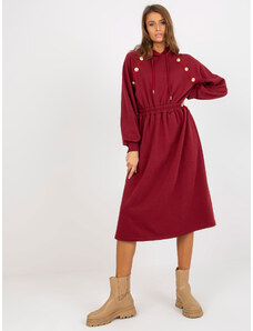 RELEVANCE Vínové dlhšie mikinové šaty s kapucňou RV-SK-8336.12P-bordo