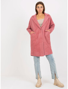 BASIC Tmavoružový teddy coat Eveline s vreckami MBM-PL-1521.97P-dark pink