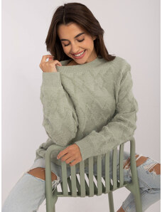 ITALY MODA Svetlozelený dámsky oversize sveter AT-SW-2361.61-LIGHT GREEN