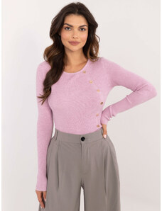 ITALY MODA Svetlofialový rebrovaný sveter s ozdobnými cvočkami AT-SW-2332-2.65-light purple