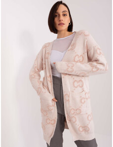 ITALY MODA Svetloružový kardigán so vzorom AT-SW-23401-A.86-light pink