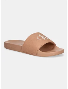 Šľapky Calvin Klein Jeans SLIDE MONOGRAM WMNS dámske, ružová farba, YW0YW01835