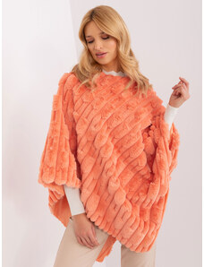 ITALY MODA Oranžové kožušinové teplé pončo -AT-PN-2347.16-orange