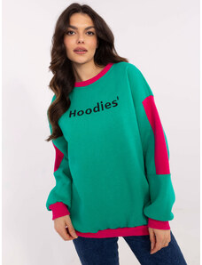 BASIC Tyrkysová dámska zateplená mikina s okrúhlym výstrihom EM-BL-983.10X- turquoise