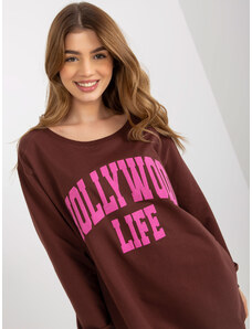 BASIC Mikinové šaty Hollywood life - hnedá/ružová -VI-BL-3102.01P-brown