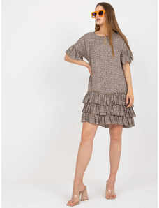 BASIC Tmavobéžové volánikové šaty -CHA-SK-1420.19-beige