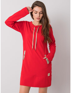 BASIC Červené mikinové šaty s vreckami RV-SK-6067.15X-red