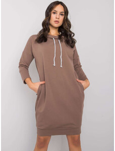 RELEVANCE Svetlo hnedé dámske mikinové šaty s vreckami RV-SK-4597-1.97-brown