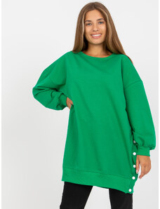 RUE PARIS Zelená mikinová tunika s gombíkmi na bokoch RV-TU-8062.19P-green
