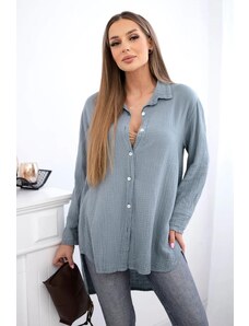 MladaModa Bavlnená mušelínová košeľa/blúzka model 65622 tmavá šedá