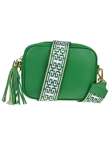 Zelená kožená talianska crossbody kabelka Bala Verde s prídavným pruhom III NovaKabelka.sk