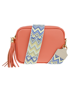 Ružová kožená talianska crossbody kabelka Bala Salmone s prídavným pruhom III NovaKabelka.sk