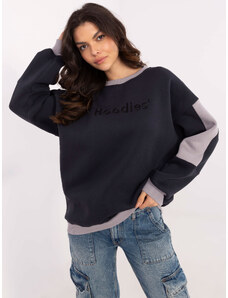 BASIC Tmavomodrá dámska zateplená mikina s okrúhlym výstrihom -EM-BL-983.10X-navy blue