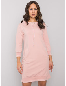 RUE PARIS Púdrové mikinové šaty Sinead s výstrihom na šnúrku RV-SK-7355.93-powder pink