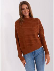 ITALY MODA Hnedý asymetrický sveter AT-SW-2368.36X-brown