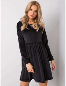 RUE PARIS Čierne zamatové šaty RV-SK-6111.04X-black