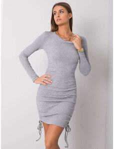 RUE PARIS Šedé priliehavé šaty s dlhým rukávom RV-SK-6009.15X-grey