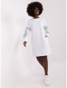 RUE PARIS Biele mikinové šaty s vyšívaním RV-SK-8979.94P-white