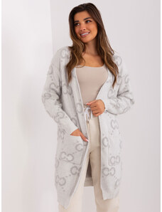 ITALY MODA Svetlosivý kardigán so vzorom AT-SW-23401-A.86-light grey