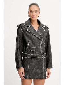 Bunda Guess CHARLENE čierna farba, prechodná, oversize, W5YL04 WHDI0