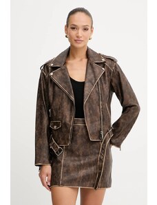 Bunda Guess CHARLENE hnedá farba, prechodná, oversize, W5YL04 WHDI0