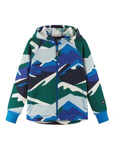 Detská fleecová mikina Reima Northern modrá farba, s kapucňou, vzorovaná, 5200044A