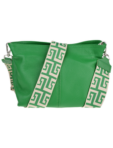 Zelená kožená talianska crossbody kabelka Batilda Verde s prídavným pruhom IX NovaKabelka.sk