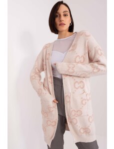 MladaModa Vzorovaný kardigánový sveter s vreckami model 40139 pudrovo ružový
