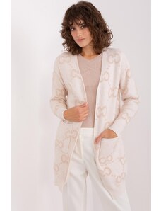 MladaModa Vzorovaný kardigánový sveter s vreckami model 40139 béžový