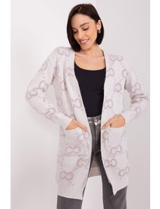 MladaModa Vzorovaný kardigánový sveter s vreckami model 40139 farba lila