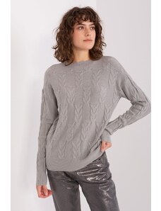 MladaModa Klasický sveter so vzorom vpredu model 34010 šedý