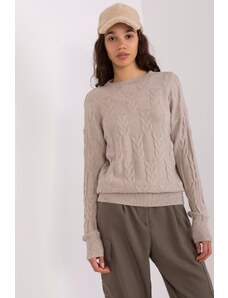 MladaModa Klasický sveter so vzorom vpredu model 34010 béžový