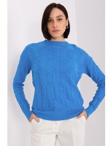 MladaModa Klasický sveter so vzorom vpredu model 34010 farba džínsová