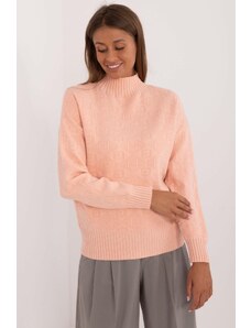 MladaModa Sveter so stojačikom model 33954 broskyňový