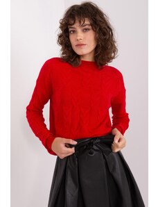 MladaModa Klasický sveter so vzorom vpredu model 34010 červený
