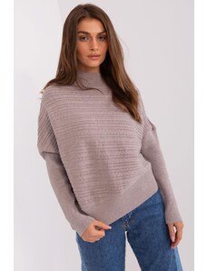 MladaModa Asymetrický sveter s netopierími rukávmi model 36836 béžový