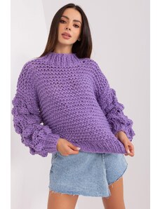 MladaModa Oversize sveter s nadýchanými rukávmi model 38297 fialový
