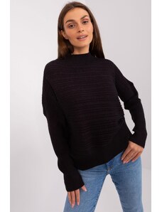 MladaModa Asymetrický sveter s netopierími rukávmi model 36836 čierny