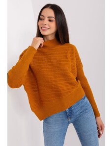 MladaModa Asymetrický sveter s netopierími rukávmi model 36836 svetlohnedý