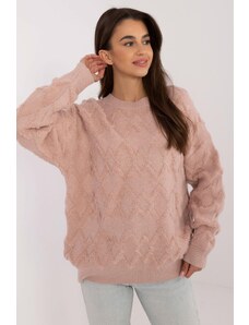 MladaModa Oversize sveter s kosoštvorcovým vzorom model 36161 staroružový