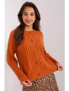 MladaModa Sveter so zapínaním na gombíky model 46299 tmavý oranžový